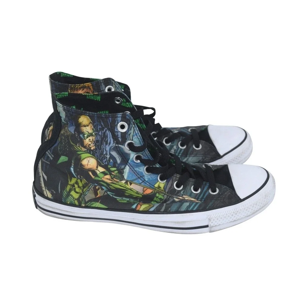 Converse Chuck Taylor‎ All Star Mens 9 Green Arrow DC Comics High Top NWOT - Picture 4 of 13